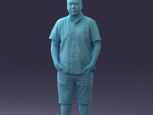 000165 Standing Man in Casual Summer Clothes 0716 3dp 3D Baskı Modeli