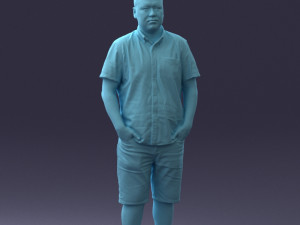 000165 Standing Man in Casual Summer Clothes 0716 3dp 3D Baskı Modeli