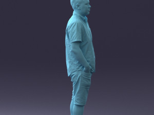 000165 Standing Man in Casual Summer Clothes 0716 3dp 3D Baskı Modeli