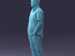 000165 Standing Man in Casual Summer Clothes 0716 3dp 3D Baskı Modeli