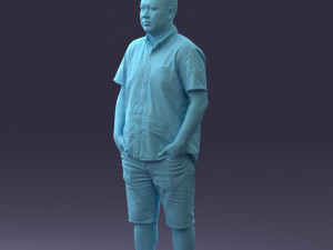 000165 Standing Man in Casual Summer Clothes 0716 3dp 3D Baskı Modeli
