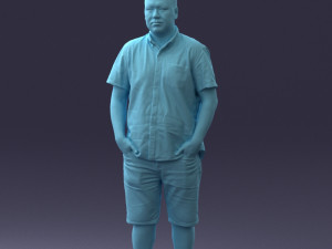 000165 Standing Man in Casual Summer Clothes 0716 3dp 3D Baskı Modeli