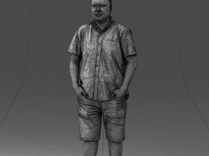 000165 Standing Man in Casual Summer Clothes 0716 3dp 3D Baskı Modeli