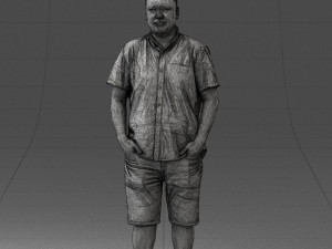 000165 Standing Man in Casual Summer Clothes 0716 3dp 3D Baskı Modeli