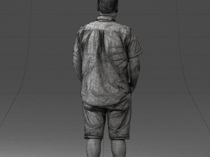 000165 Standing Man in Casual Summer Clothes 0716 3dp 3D Baskı Modeli