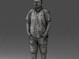 000165 Standing Man in Casual Summer Clothes 0716 3dp 3D Baskı Modeli