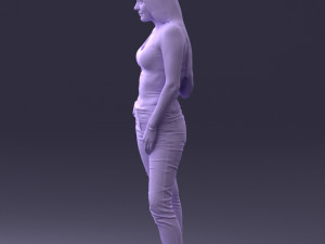 000166 Woman in Casual Embroidered Jeans and Tank Top 0718 Modelo 3D