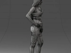 000166 Mulher em Jeans Bordados Casuais e Regata 0718 Modelo 3D