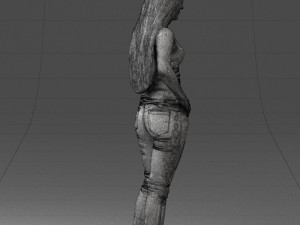000166 Woman in Casual Embroidered Jeans and Tank Top 0718 Modelo 3D