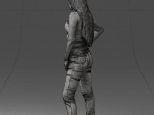 000166 Woman in Casual Embroidered Jeans and Tank Top 0718 Modelo 3D