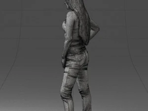 000166 Mulher em Jeans Bordados Casuais e Regata 0718 Modelo 3D