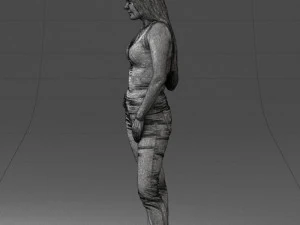 000166 Mulher em Jeans Bordados Casuais e Regata 0718 Modelo 3D