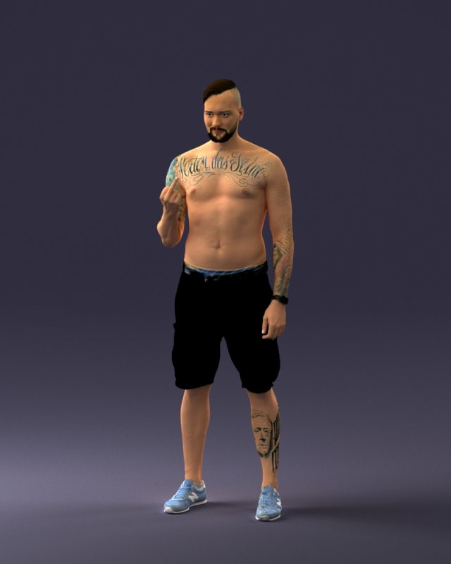 tatoo man 0817 3D Model .c4d .max .obj .3ds .fbx .stl .blend 
