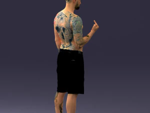 000172 Tattooed Man in Shorts 0817 3D Model