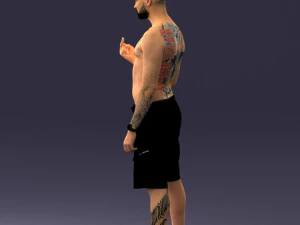 000172 Tattooed Man in Shorts 0817 3D Model
