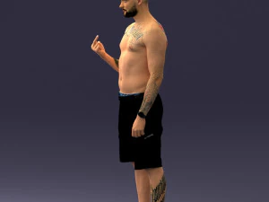 000172 Tattooed Man in Shorts 0817 3D Model