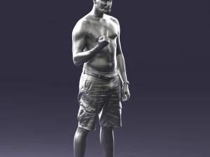 000172 Tattooed Man in Shorts 0817 3D Model
