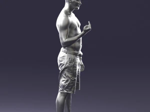 000172 Tattooed Man in Shorts 0817 3D Model