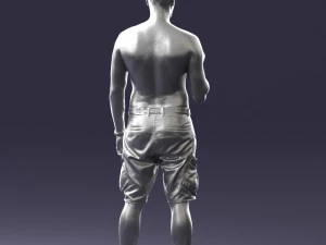 000172 Tattooed Man in Shorts 0817 3D Model