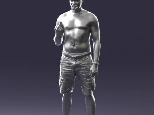 000172 Tattooed Man in Shorts 0817 3D Model
