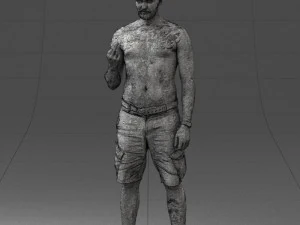 000172 Tattooed Man in Shorts 0817 3D Model