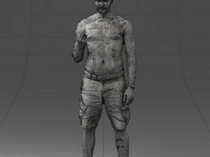 000172 Tattooed Man in Shorts 0817 3D Model