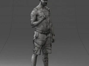 000172 Tattooed Man in Shorts 0817 3D Model