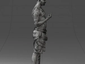000172 Tattooed Man in Shorts 0817 3D Model