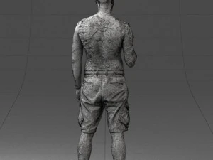 000172 Tattooed Man in Shorts 0817 3D Model
