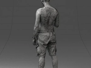 000172 Tattooed Man in Shorts 0817 3D Model