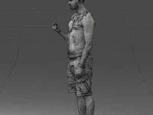 000172 Tattooed Man in Shorts 0817 3D Model