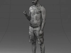 000172 Tattooed Man in Shorts 0817 3D Model