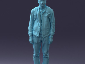 000174 Young Man in Denim Jacket with Backpack 0822 Model 3D