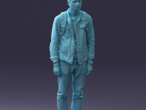 000174 Young Man in Denim Jacket with Backpack 0822 Model 3D