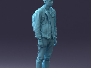 000174 Young Man in Denim Jacket with Backpack 0822 Model 3D