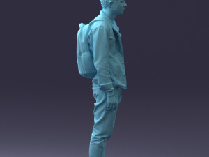 000174 Young Man in Denim Jacket with Backpack 0822 Model 3D