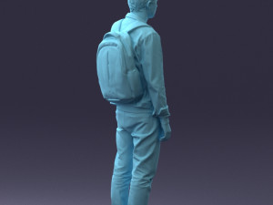 000174 Young Man in Denim Jacket with Backpack 0822 Model 3D