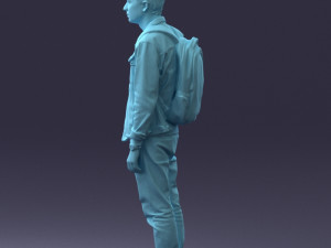000174 Young Man in Denim Jacket with Backpack 0822 Model 3D