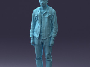 000174 Young Man in Denim Jacket with Backpack 0822 Model 3D
