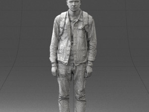 000174 Young Man in Denim Jacket with Backpack 0822 Model 3D