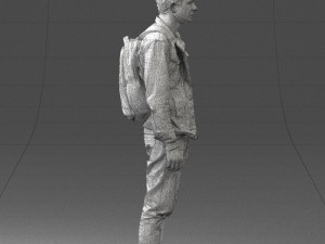 000174 Young Man in Denim Jacket with Backpack 0822 Model 3D