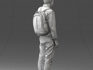 000174 Young Man in Denim Jacket with Backpack 0822 Model 3D