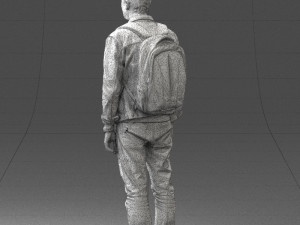 000174 Young Man in Denim Jacket with Backpack 0822 Model 3D