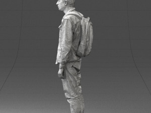 000174 Young Man in Denim Jacket with Backpack 0822 Model 3D