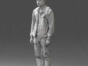 000174 Young Man in Denim Jacket with Backpack 0822 Model 3D