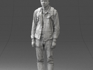 000174 Young Man in Denim Jacket with Backpack 0822 Model 3D