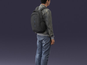 000174 Young Man in Denim Jacket with Backpack 0822 3dp Modèles 3D en vedette