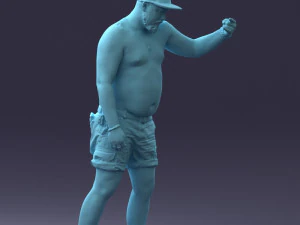 000175 Homem Tatuado em Shorts Camuflados e Bon&eacute; 0824 Modelo 3D