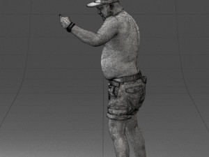 000175 Tattooed Man in Camo Shorts and Cap 0824 3Dモデル