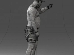 000175 Homem Tatuado em Shorts Camuflados e Bon&eacute; 0824 Modelo 3D